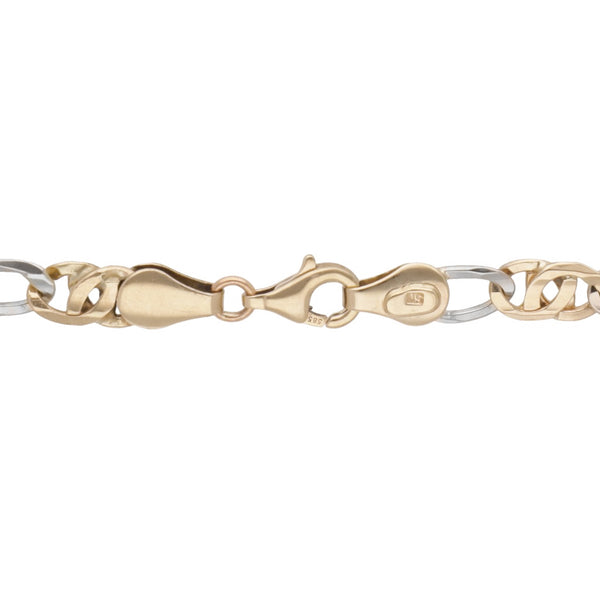 Pulsera eslabón combinado en oro dos tonos 14 kilates.