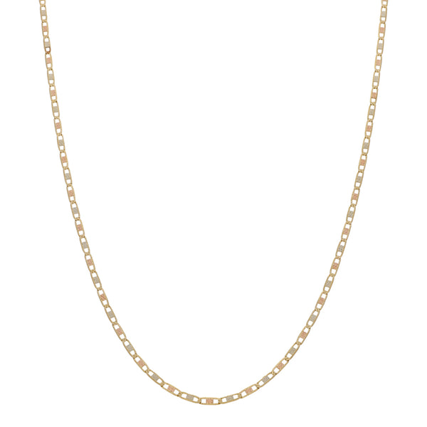 Collar eslabón nudo marino en oro tres tonos 14 kilates.