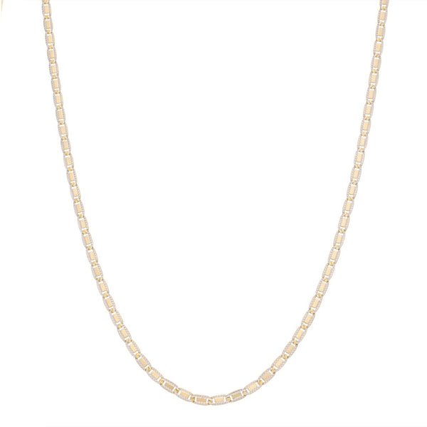 Collar eslabón nudo marino platinado en oro amarillo 14 kilates.