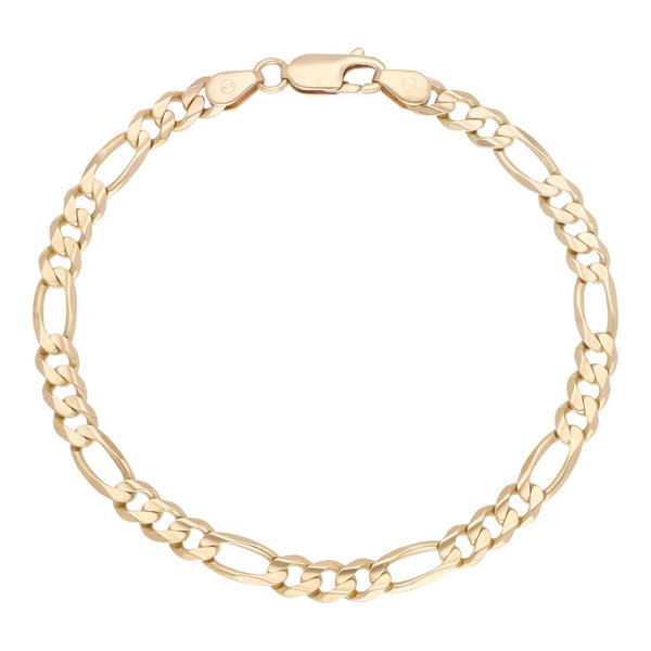 Pulsera de tres eslabones por uno en oro amarillo 14 kilates.