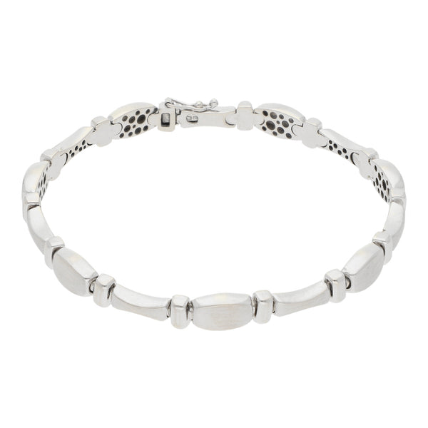 Pulsera eslabón articulado en oro blanco 14 kilates.