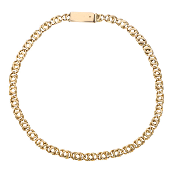 Pulsera eslabón nudo egipcio en oro amarillo 14 kilates.