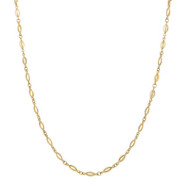 Collar eslabón combinado en oro amarillo 18 kilates.