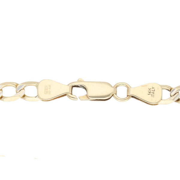 Pulsera de tres eslabones por uno platinado en oro amarillo 14 kilates.