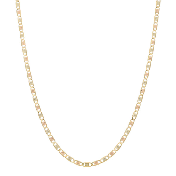 Collar eslabón nudo marino en oro tres tonos 14 kilates.