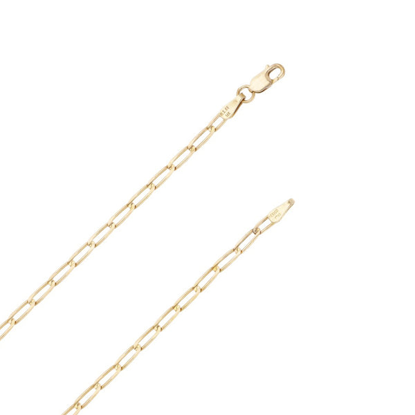 Collar eslabón encontrado y cruz lisa en oro amarillo 14 kilates.