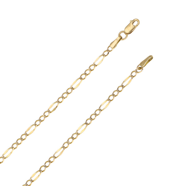 Collar de tres eslabones por uno platinados y medalla laminada motivo Virgen de Guadalupe en oro amarillo 14 kilates.