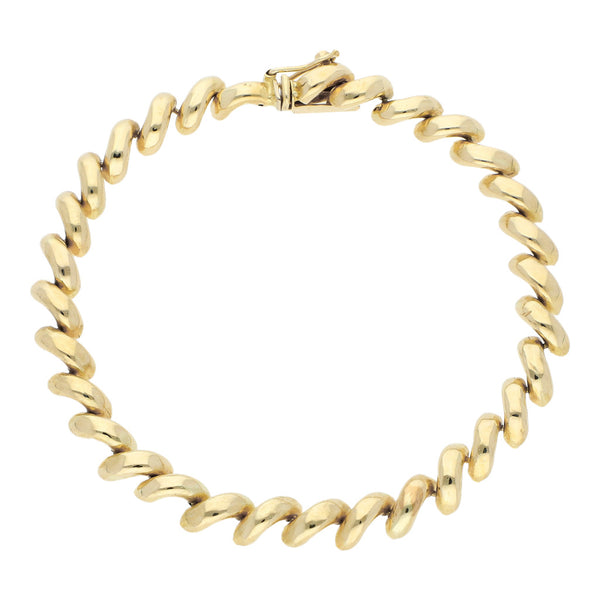 Pulsera eslabón articulado en oro amarillo 14 kilates.