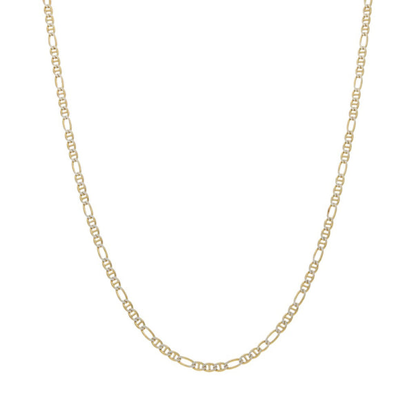 Collar eslabón combinado platinado en oro amarillo 14 kilates.