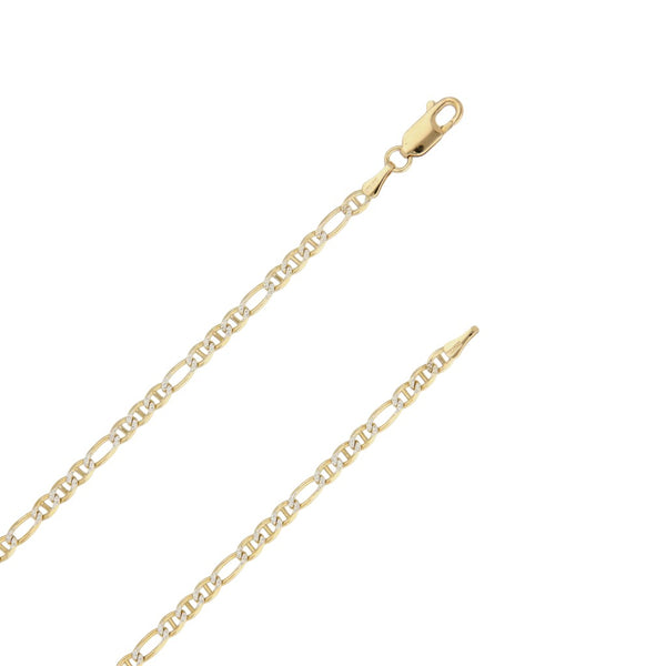 Collar eslabón combinado platinado en oro amarillo 14 kilates.