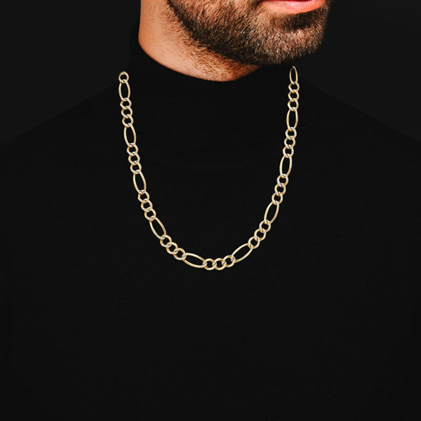 Collar de tres eslabones por uno platinados en oro amarillo 14 kilates.