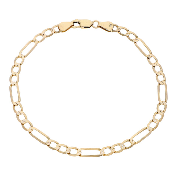 Pulsera de tres eslabones por uno platinados en oro amarillo 14 kilates.