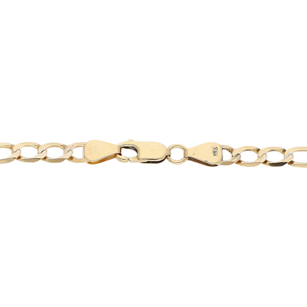 Pulsera de tres eslabones por uno platinados en oro amarillo 14 kilates.