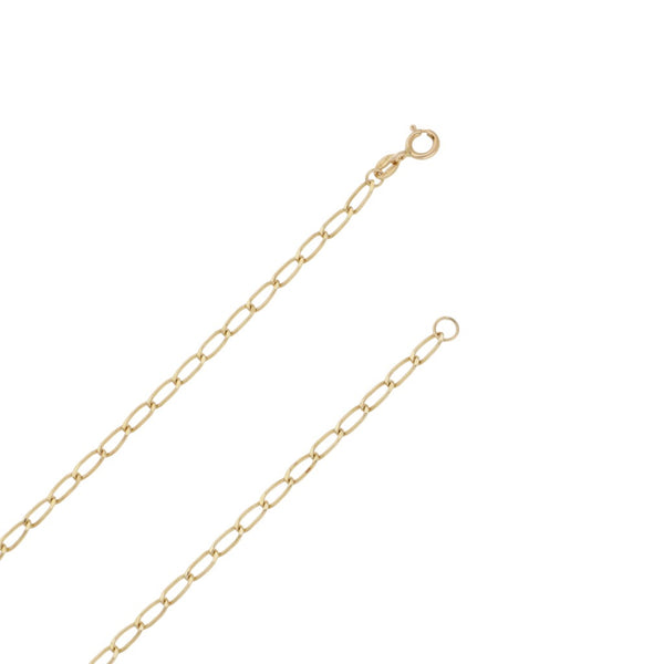Collar eslabón encontrado y crucifijo estilizado en oro dos tonos 14 kilates.