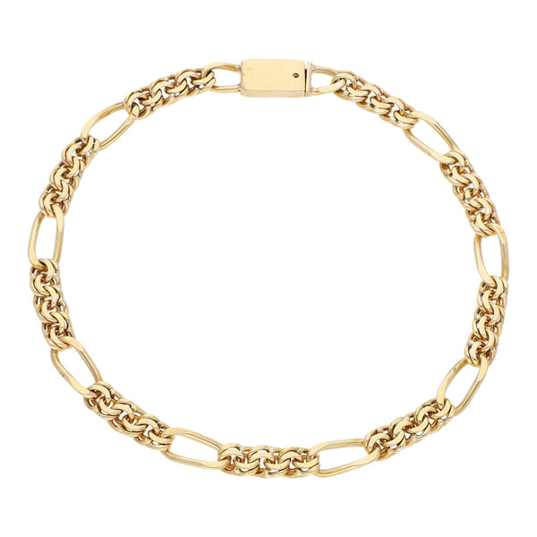 Pulsera eslabón combinado en oro amarillo 14 kilates.