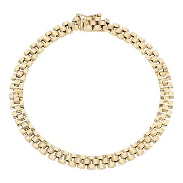 Pulsera eslabón articulado en oro amarillo 14 kilates.