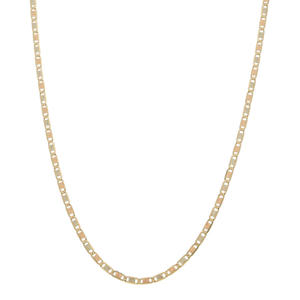 Collar eslabón nudo marino en oro tres tonos 14 kilates.