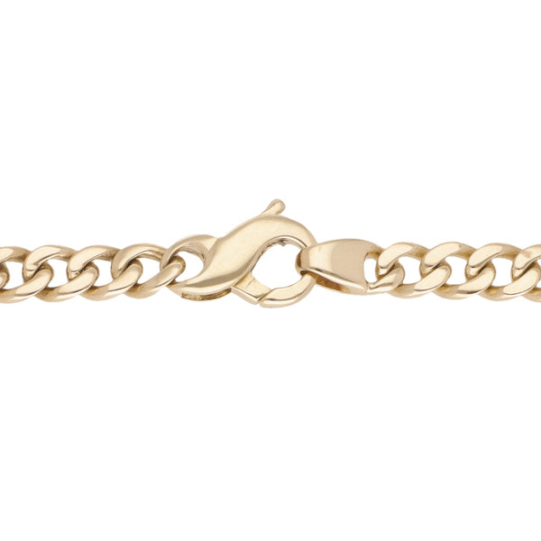 Pulsera eslabón encontrado con aplicación motivo nudo en oro amarillo 14 kilates.
