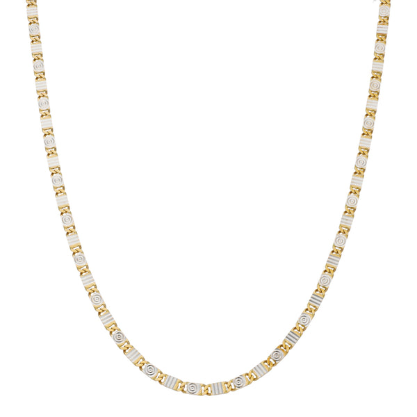 Collar eslabón nudo marino platinado en oro amarillo 14 kilates.