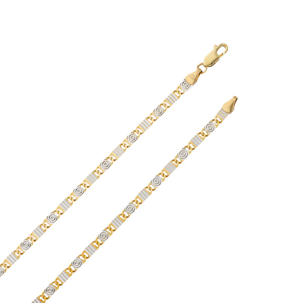 Collar eslabón nudo marino platinado en oro amarillo 14 kilates.