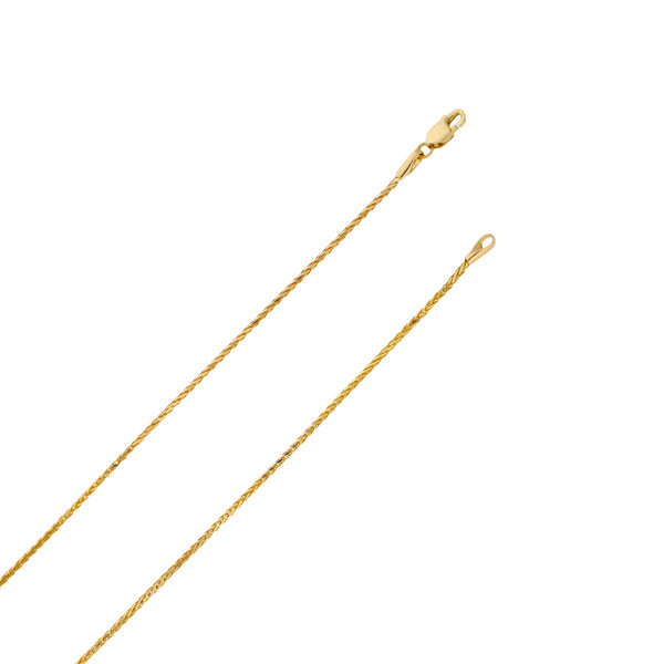 Gargantilla eslabón tejido y cruz lisa en oro amarillo 14 kilates.