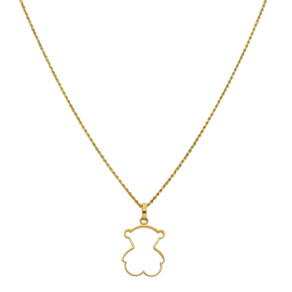 Gargantilla torzal y dije diseño especial motivo oso en oro amarillo 14 kilates.