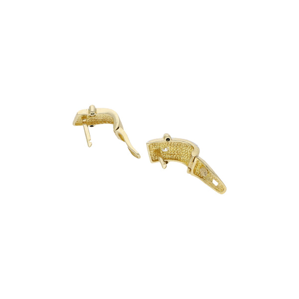 Arracadas diseño especial con sintéticos en oro amarillo 14 kilates.