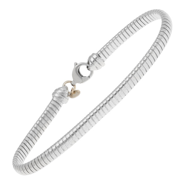 Pulsera eslabón hueco en oro blanco 14 kilates.