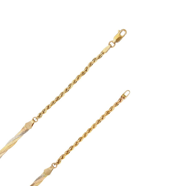 Collar eslabón combinado en oro tres tonos 14 kilates.