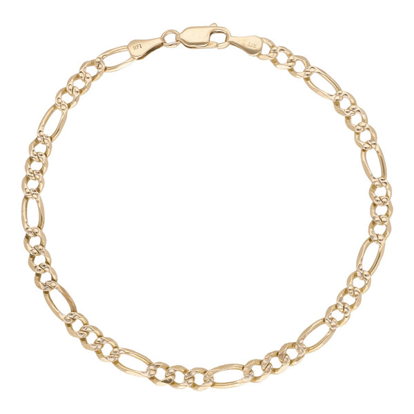 Pulsera de tres eslabones por uno platinado en oro amarillo 14 kilates.