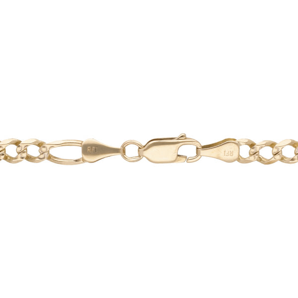 Pulsera de tres eslabones por uno platinado en oro amarillo 14 kilates.