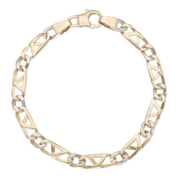 Pulsera eslabón combinado en oro dos tonos 14 kilates.