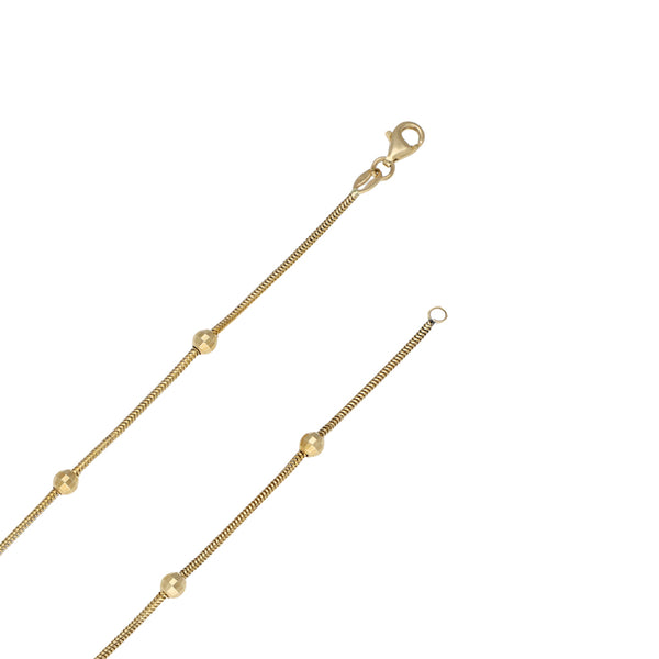 Collar eslabón cola de ratón con aplicaciones motivo esferas en oro amarillo 14 kilates.