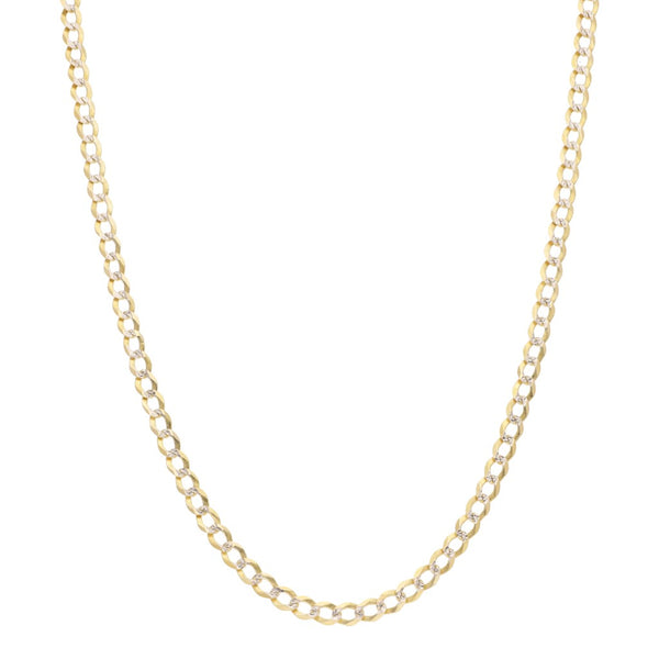 Collar eslabón barbado platinado en oro amarillo 14 kilates.