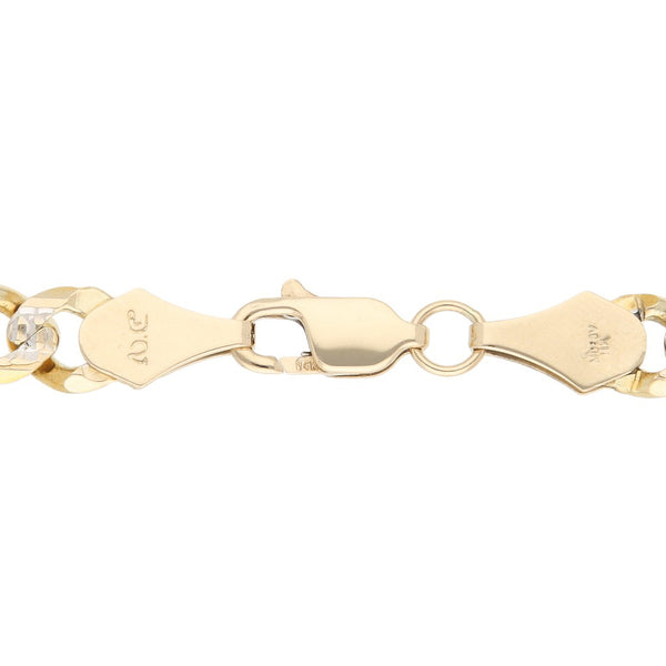 Pulsera de tres eslabones por uno platinados en oro amarillo 14 kilates.