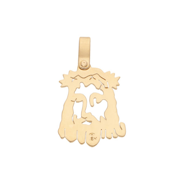 Medalla calada motivo divino rostro en oro amarillo 18i kilates.