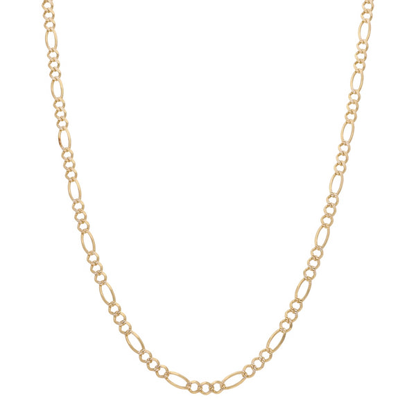 Collar de tres eslabones por uno platinado en oro amarillo 14 kilates.