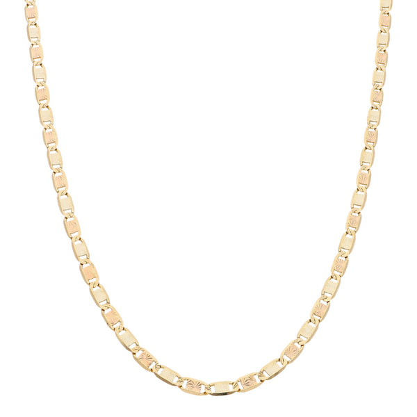 Collar eslabón nudo marino en oro tres tonos 14 kilates.