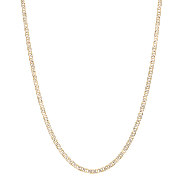 Gargantilla eslabón nudo marino platinado en oro amarillo 14 kilates.