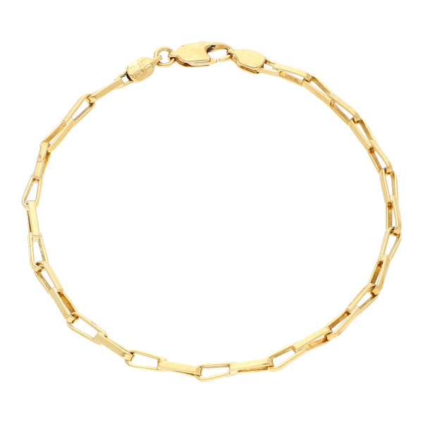 Pulsera eslabón cruzado en oro amarillo 18 kilates.