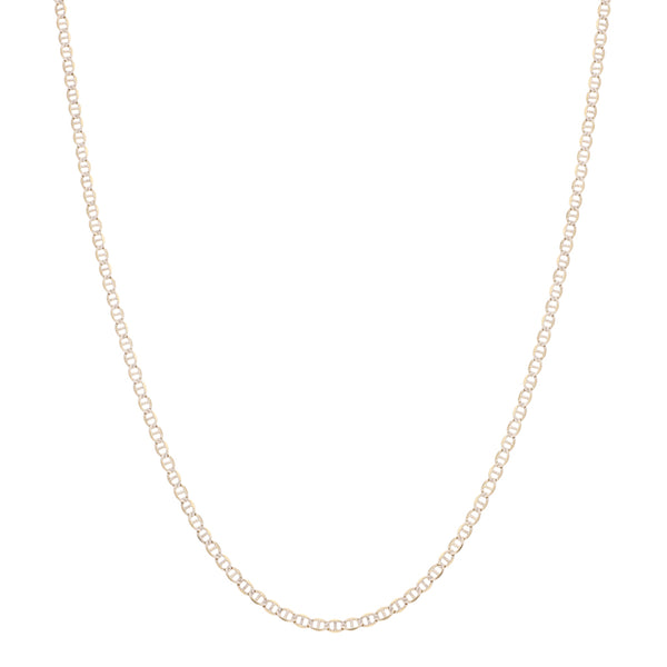 Gargantilla eslabón nudo marino platinado en oro amarillo 14 kilates.