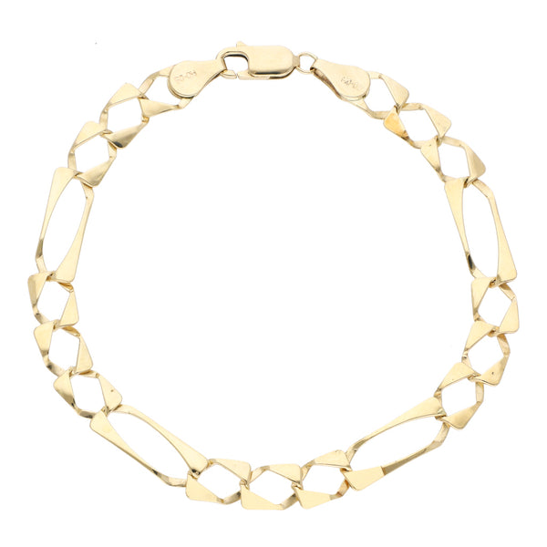 Pulsera de tres eslabones por uno en oro amarillo 14 kilates.