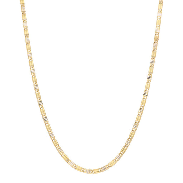 Collar eslabón nudo marino platinado en oro amarillo 14 kilates.