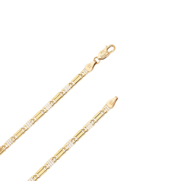 Collar eslabón nudo marino platinado en oro amarillo 14 kilates.