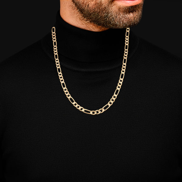 Collar de tres eslabones por uno en oro amarillo 14 kilates.