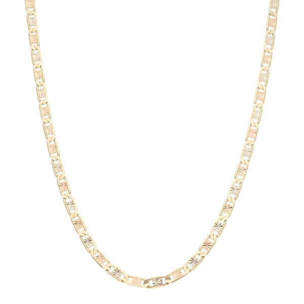 Collar eslabón nudo marino en oro tres tonos 14 kilates.