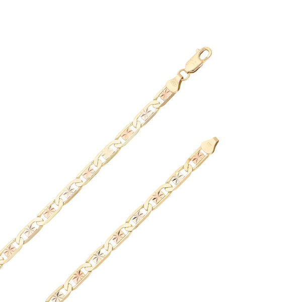 Collar eslabón nudo marino en oro tres tonos 14 kilates.