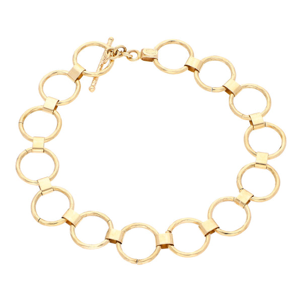 Pulsera eslabón encontrado en oro amarillo 14 kilates.