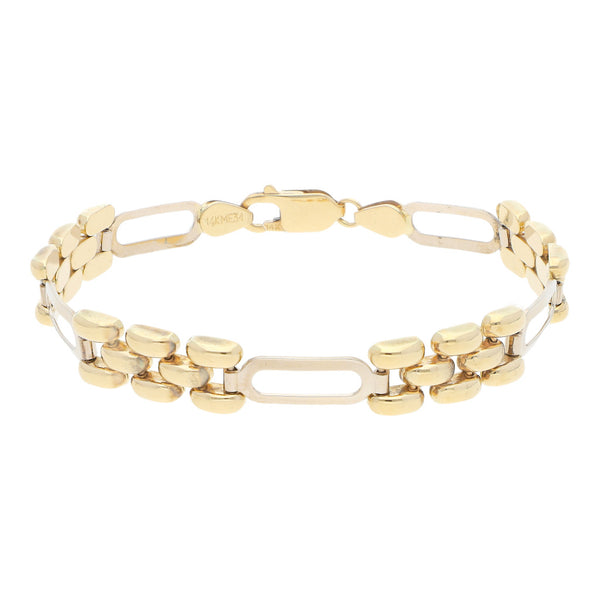 Pulsera eslabón combinado en oro dos tonos 14 kilates.