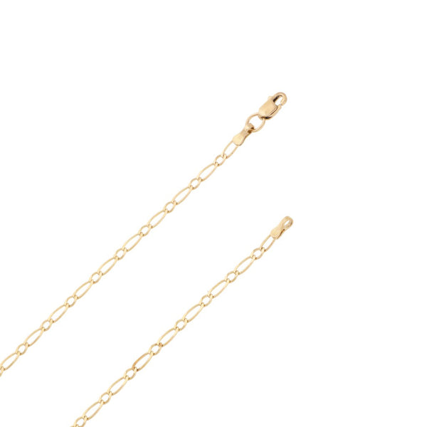 Collar eslabón combinado con crucifijo calado en oro dos tonos 14 kilates.